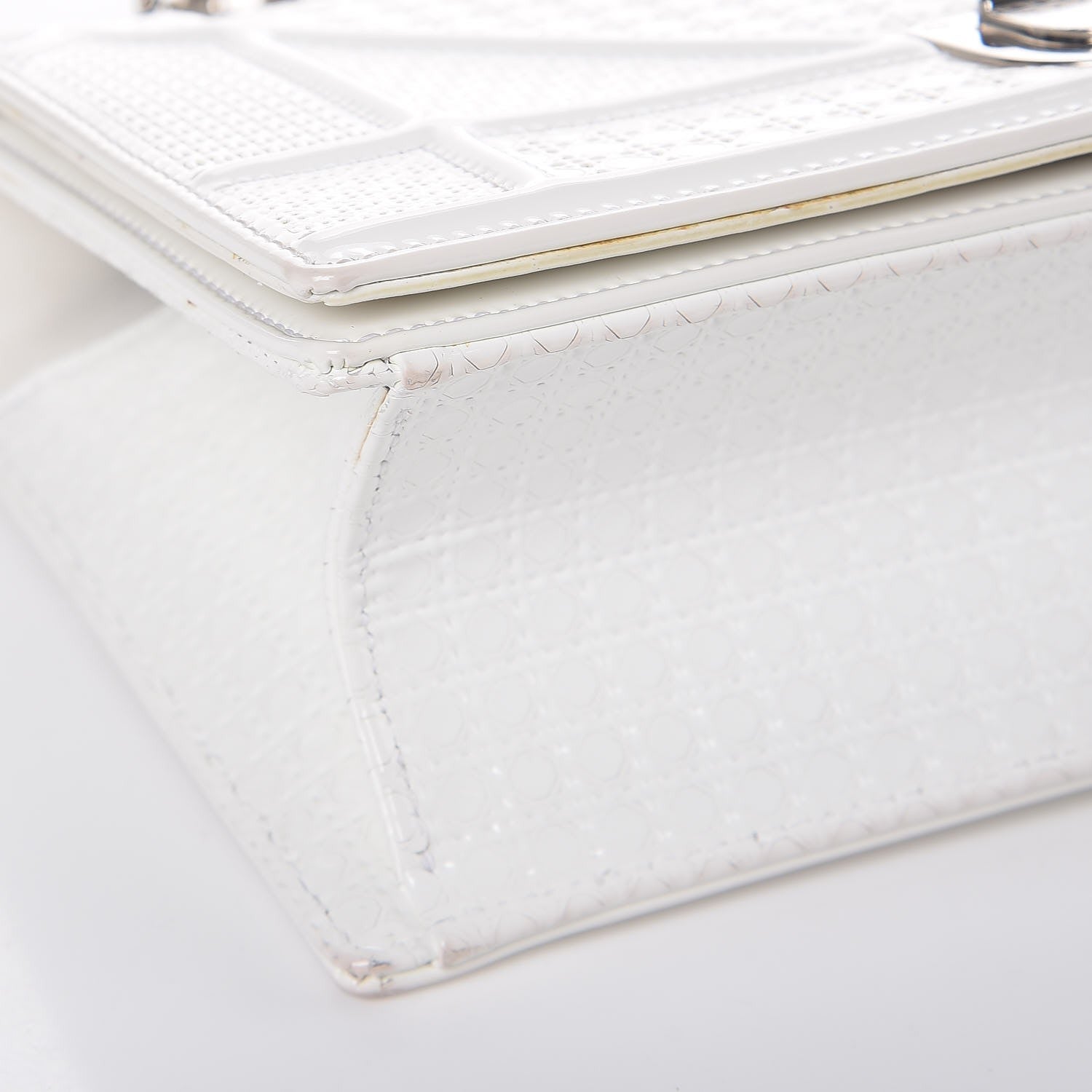 Christian Dior Patent Micro-Cannage Small Diorama Flap Bag White 9 of 12