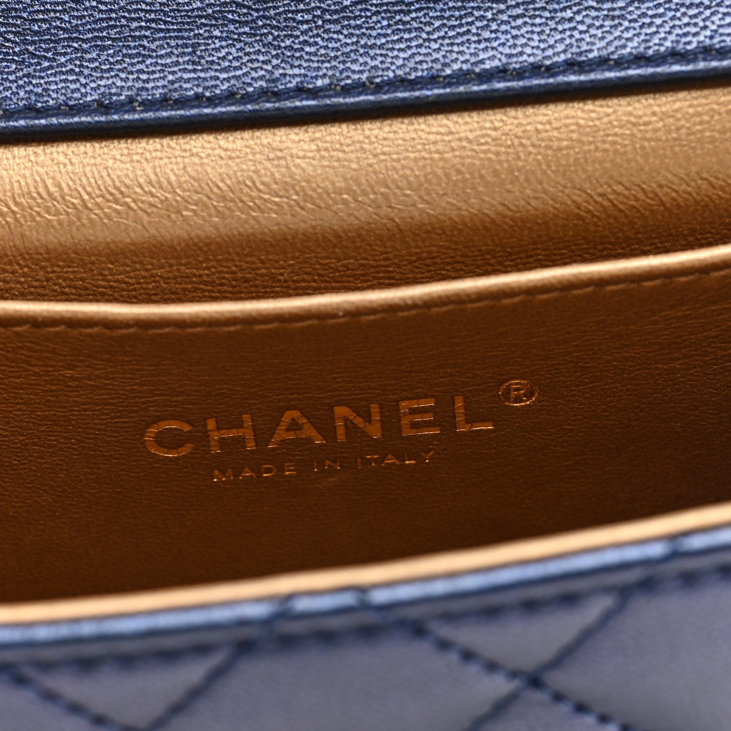 Chanel Iridescent Lambskin Quilted Chic Pearls Flap Navy Blue 6 of 10