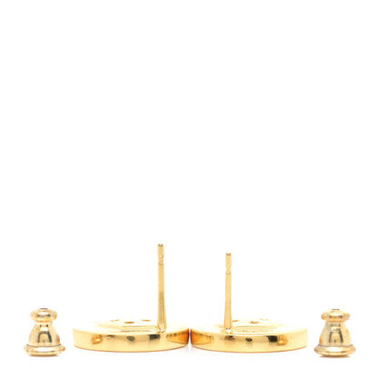 Chanel Metal Paris Button Stud Earrings Gold 3 of 4