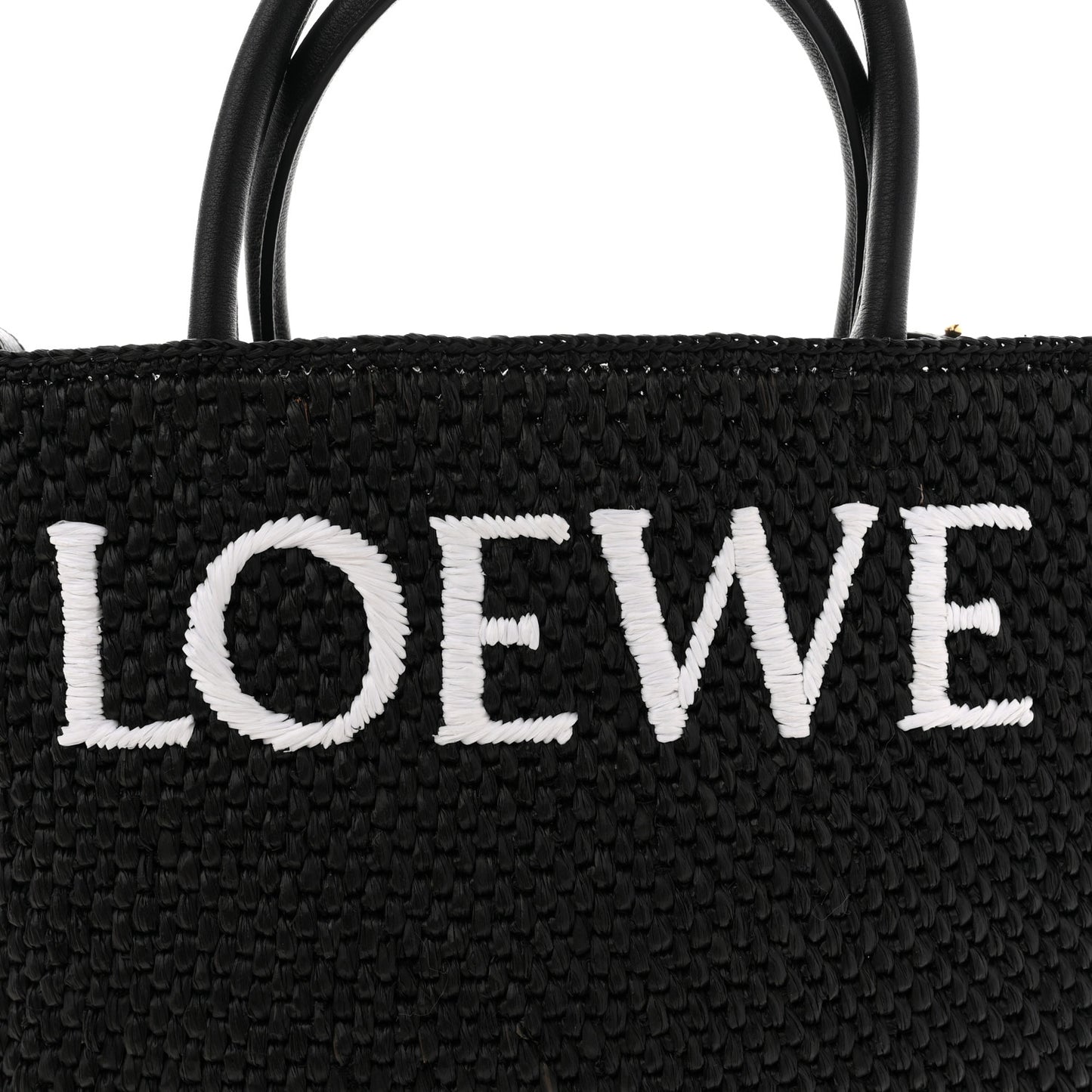 Raffia Calfskin Standard A4 Tote Bag Black