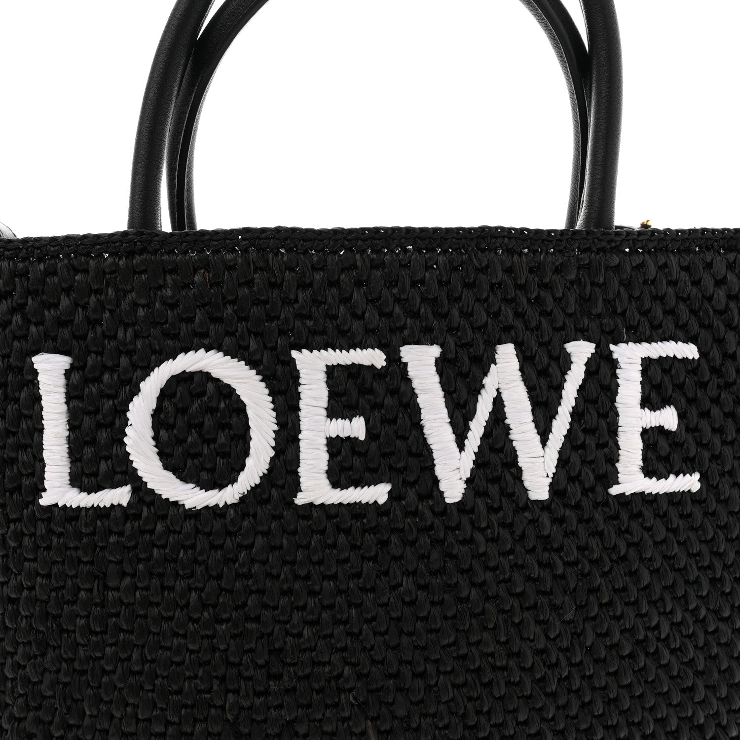 Loewe Raffia Calfskin Standard A4 Tote Bag Black 6 of 9