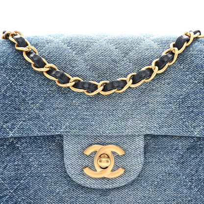Chanel Washed Denim Quilted Mini Rectangular Flap Blue 8 of 11