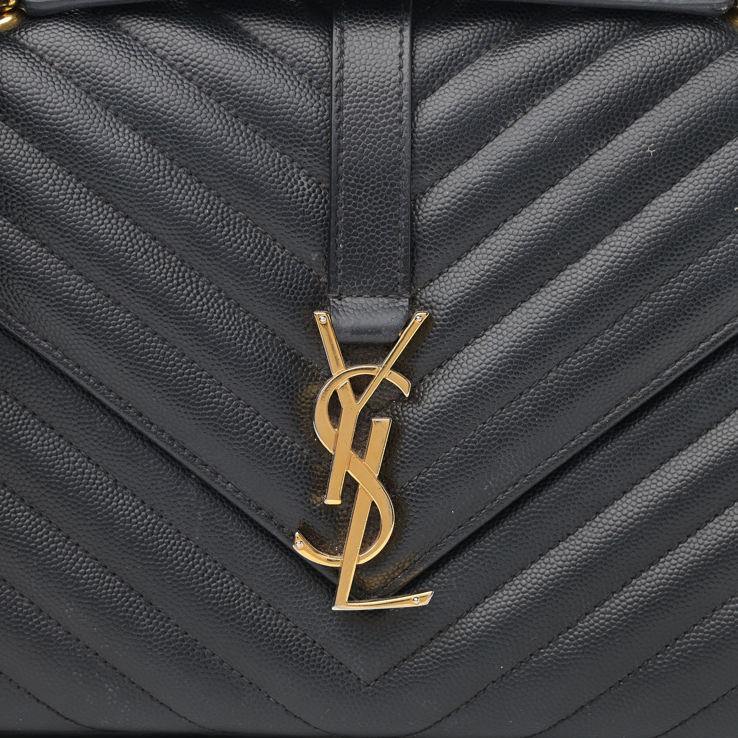 Saint Laurent Grain De Poudre Matelasse Chevron Medium Monogram Satchel Black 8 of 18