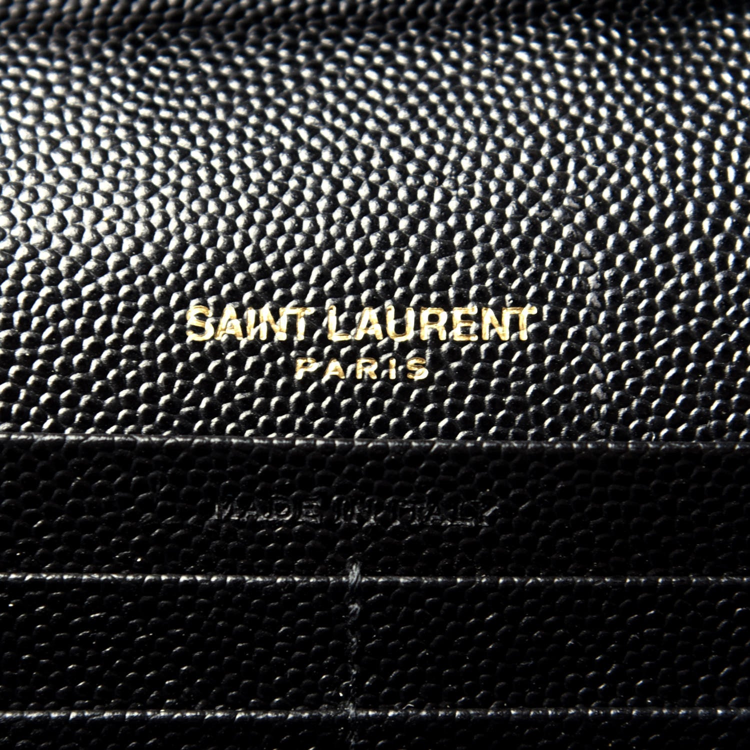 Saint Laurent Grain De Poudre Matelasse Chevron Monogram Chain Wallet Black 6 of 10