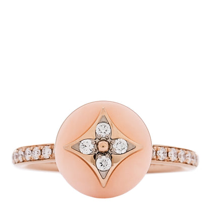 Louis Vuitton 18K Pink White Gold Diamond Pink Opal Color Blossom Pave Ring 54 7 1 of 6