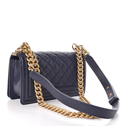 Chanel Caviar Quilted Small Boy Flap Navy 3 of 10