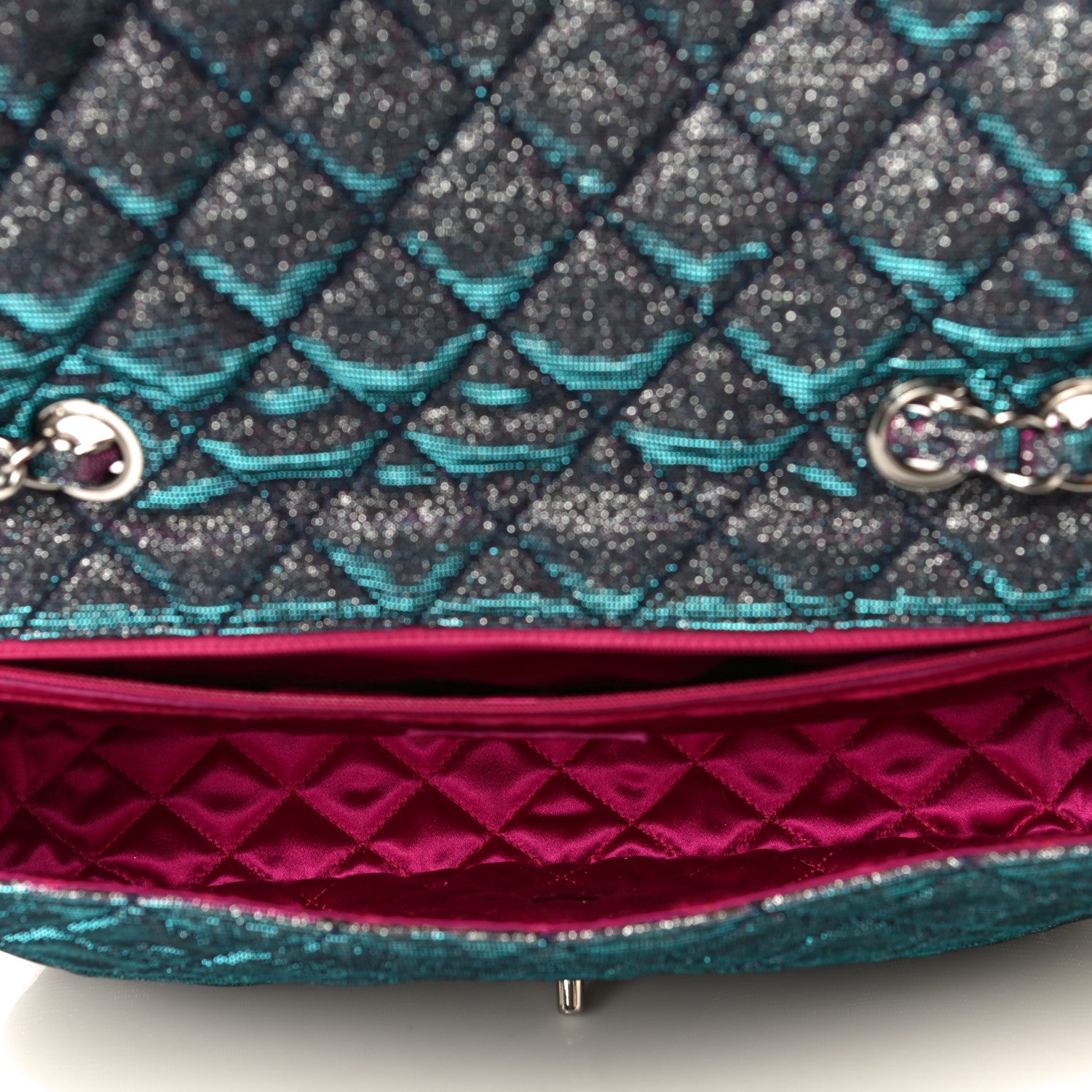 Chanel Iridescent Glitter Fabric Jumbo Single Flap Multicolor 5 of 16