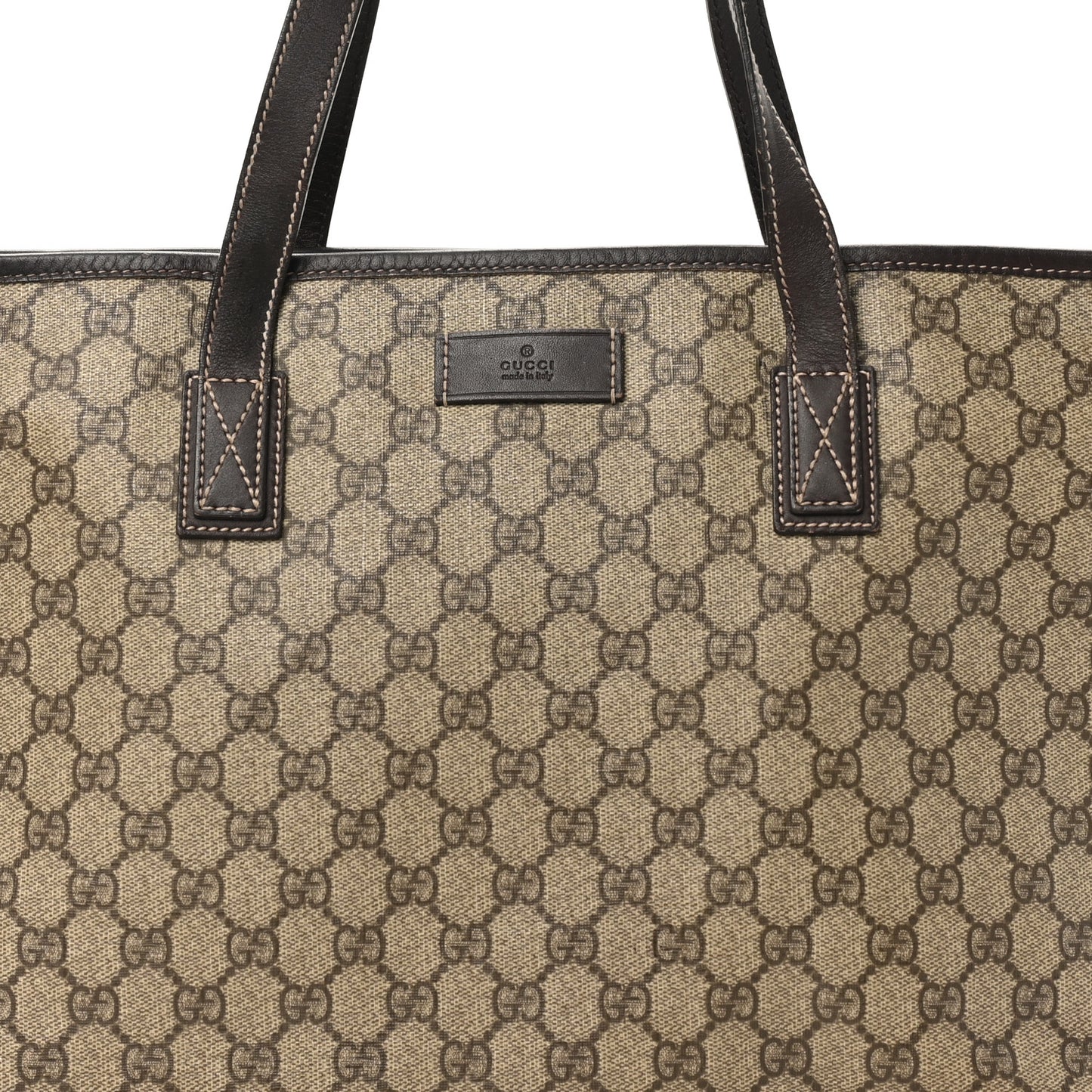 GG Supreme Monogram Medium Zippered Shopping Tote Dark Brown