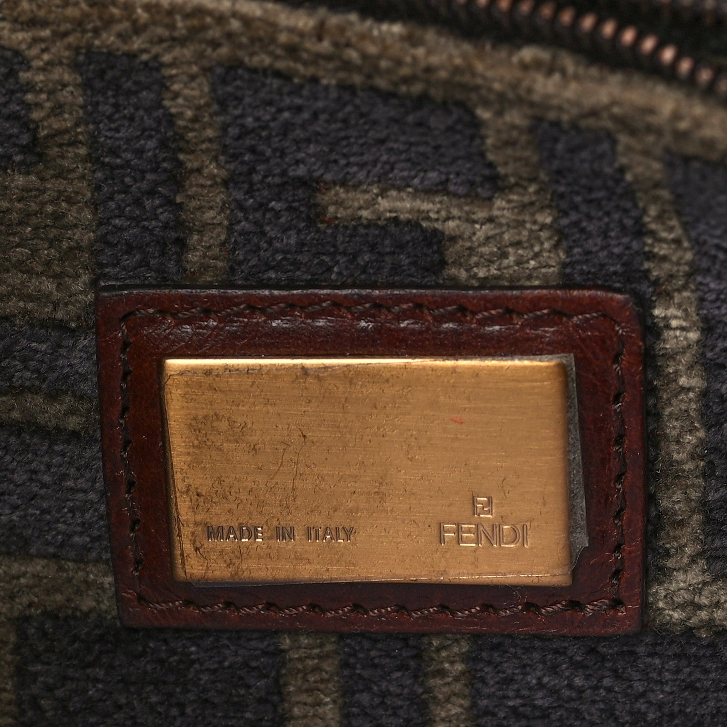 Fendi Velvet Zucca Vitello Forever Shoulder Bag Fango Grigio Bruciato 5 of 8