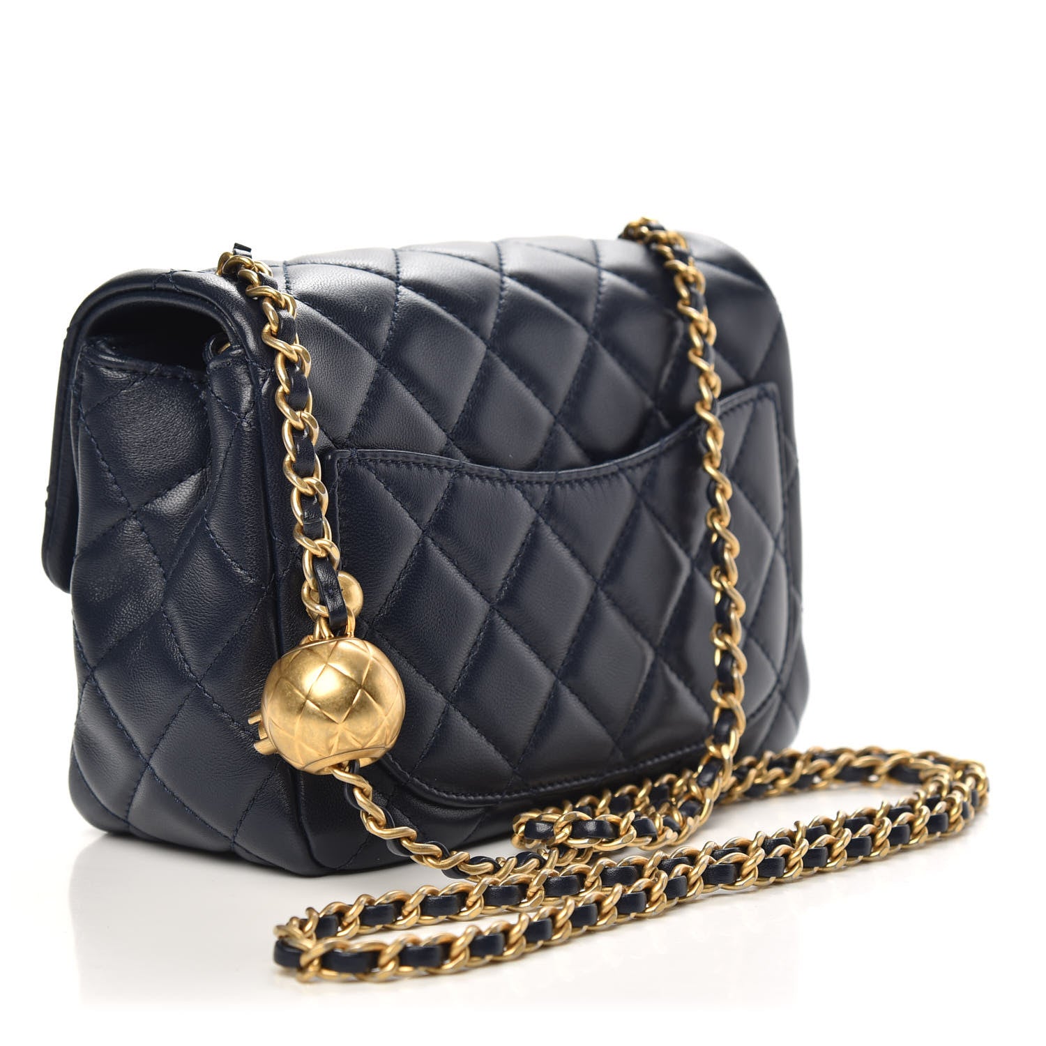 Chanel Lambskin Quilted Mini Pearl Crush Flap Navy Blue 3 of 11