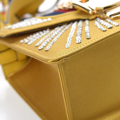 Gucci Satin Crystal Mini Sylvie Top Handle Bag Yellow 9 of 14