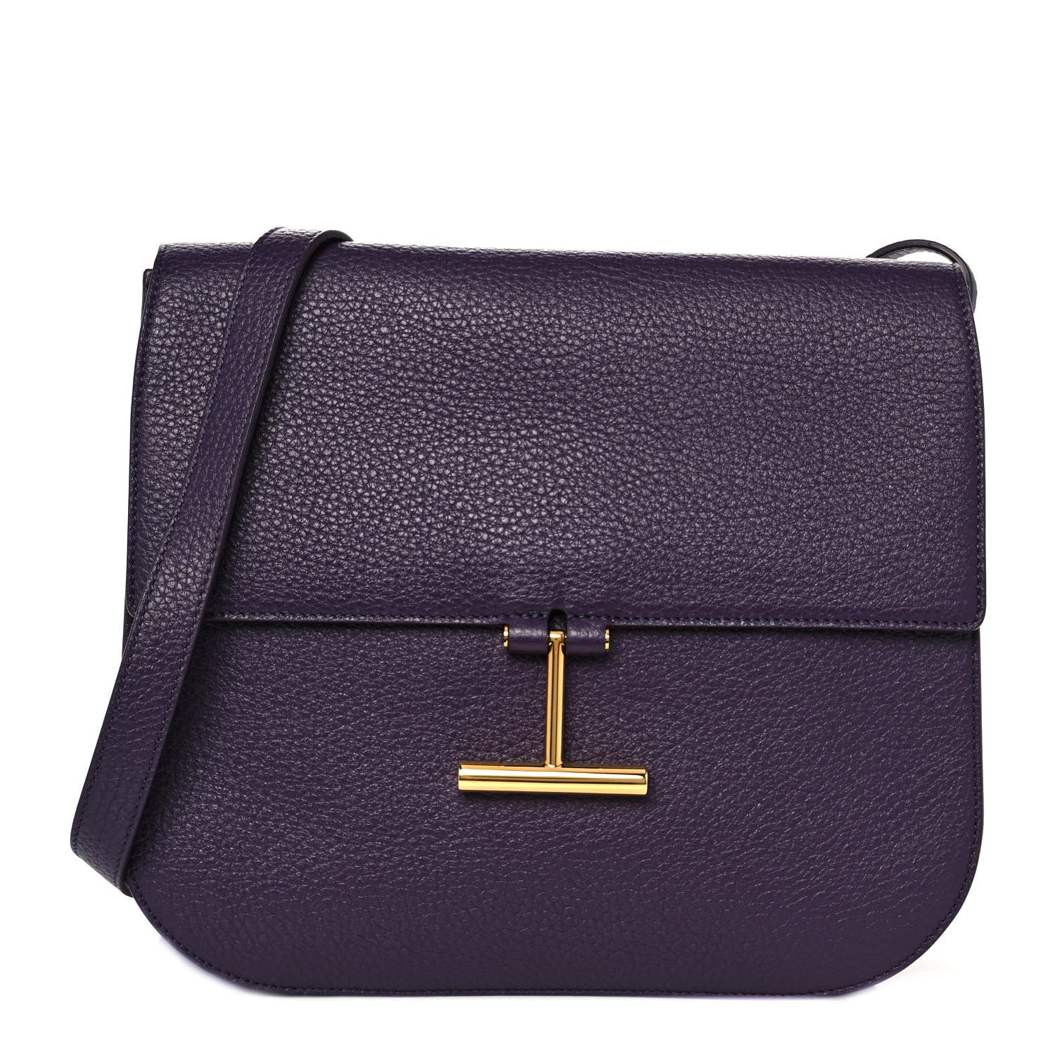 Tom Ford Grained Calfskin Large T Clasp Tara Crossbody Bag Purple 1 of 8