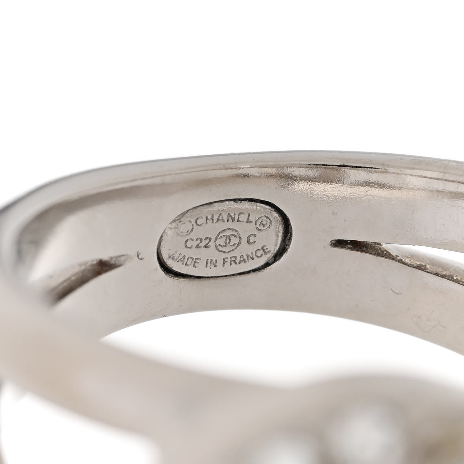 Chanel Crystal CC Ring 52 6 Silver 5 of 5
