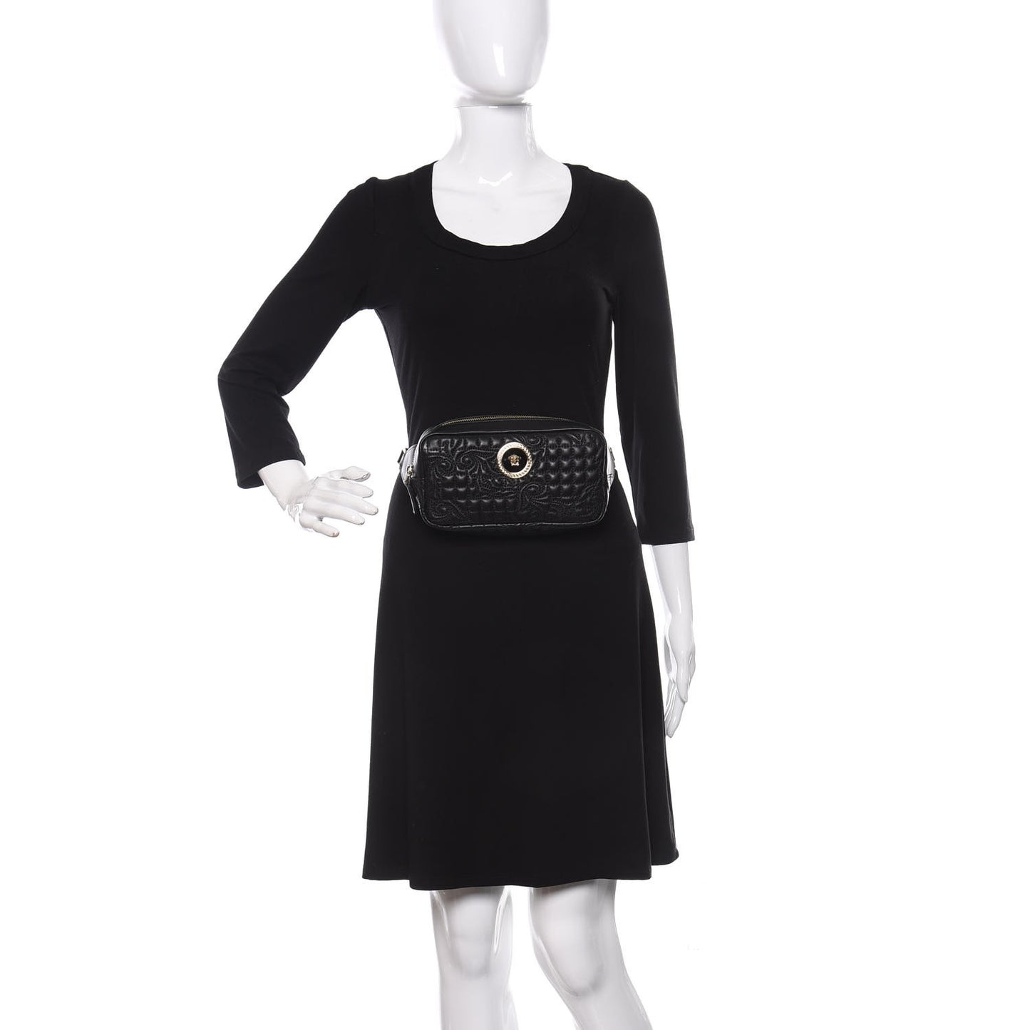 Nappa Barocco Quilted Vanitas Medea Belt Bag Black