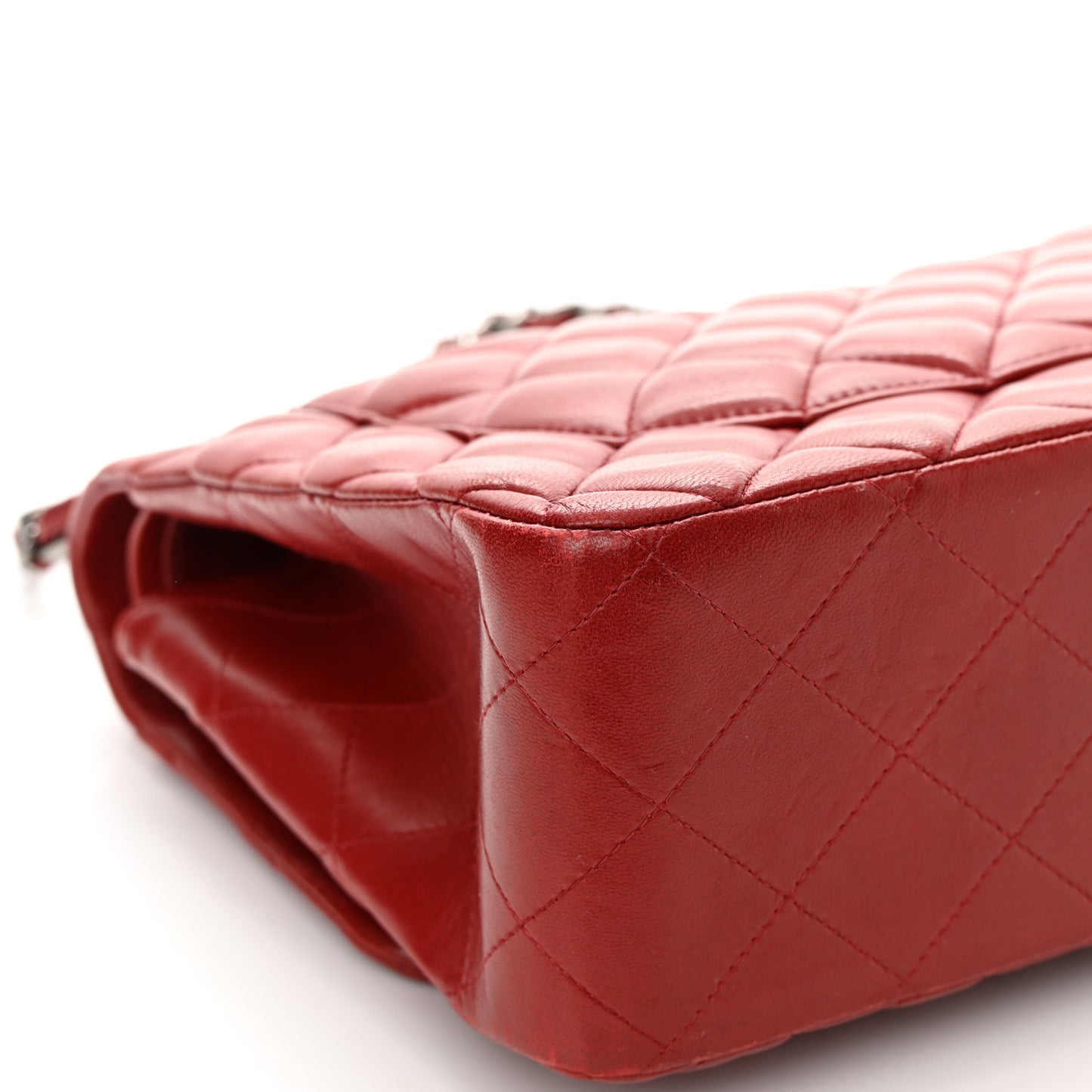 Lambskin Quilted Jumbo Double Flap Red