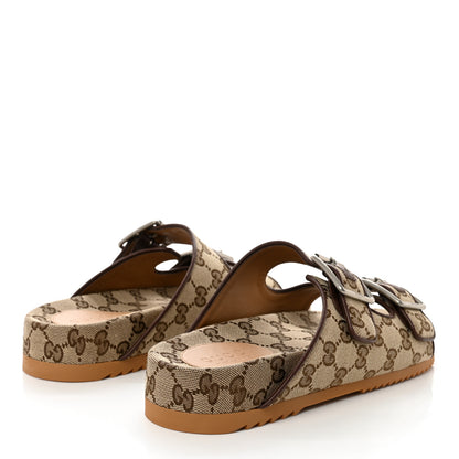 Gucci GG Monogram Lavaredo Eco Fabric Mens Slide Sandals With Straps 6 Beige Ebony Light Brown 4 of 9