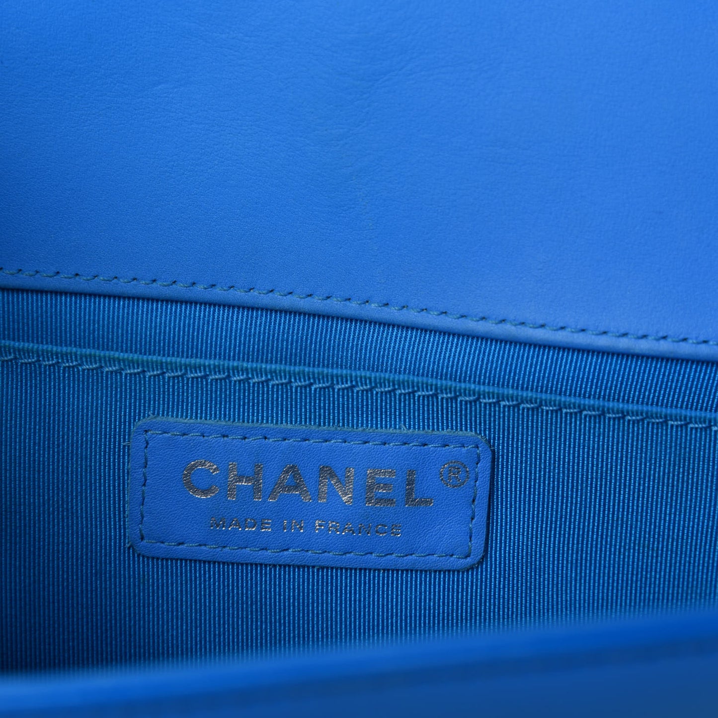 Patent Calfskin Quilted Medium Boy Flap Blue