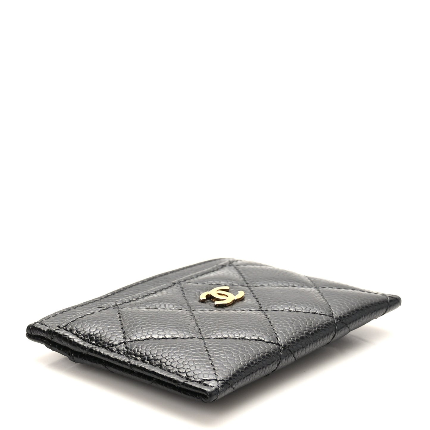 Caviar Quilted Card Holder Black