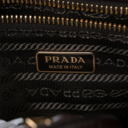 Prada Glossy Calfskin Triangle Medium Bonnie Shoulder Bag Dark Brown 6 of 10