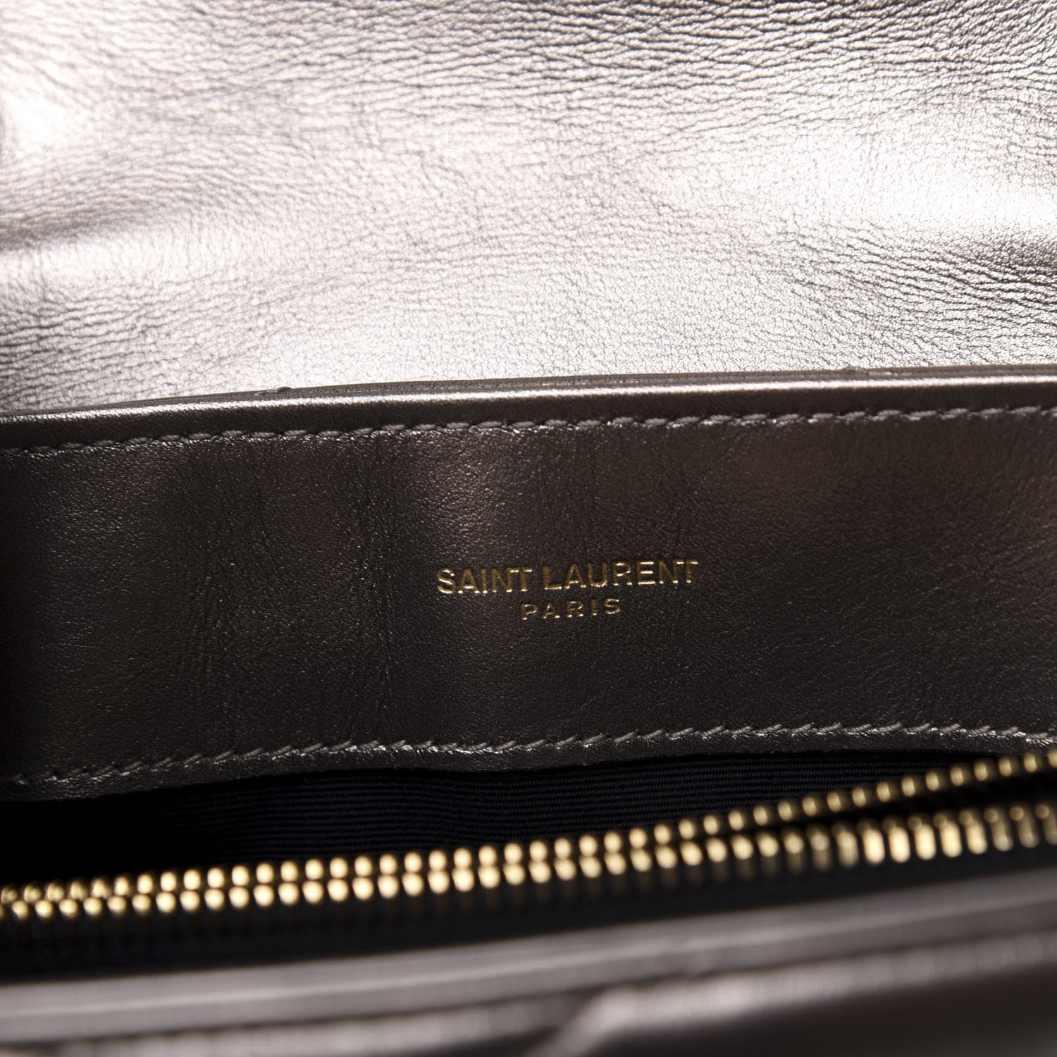 Saint Laurent Metallic Calfskin Y Quilted Monogram Small Loulou Chain Satchel Brown Metallic 8 of 11