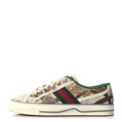 Gucci GG Supreme Monogram Water Flora Web Womens 1977 Tennis Sneakers 38.5 Beige Blue Multicolor Mystic White 1 of 8