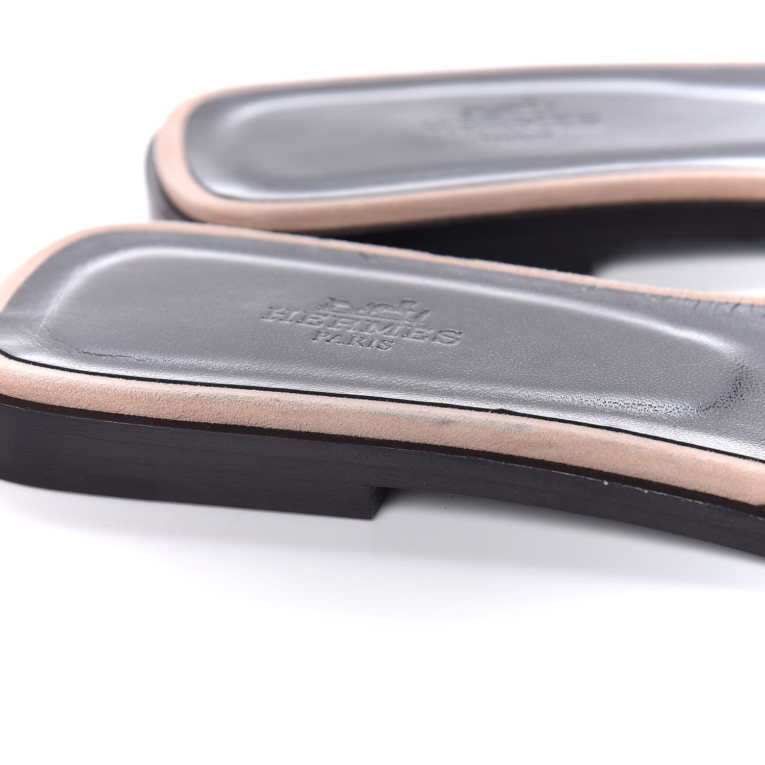 Hermes Suede Goatskin Crystal Powder Oran Sandals 38 Pale Gold Beige Pink 11 of 12