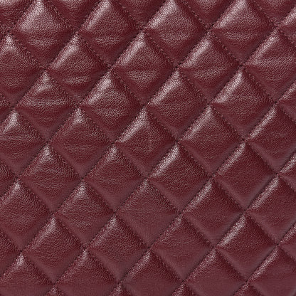 Chanel Sheepskin Quilted Large Vintage Mademoiselle Cosmetic Case Burgundy 14 of 14