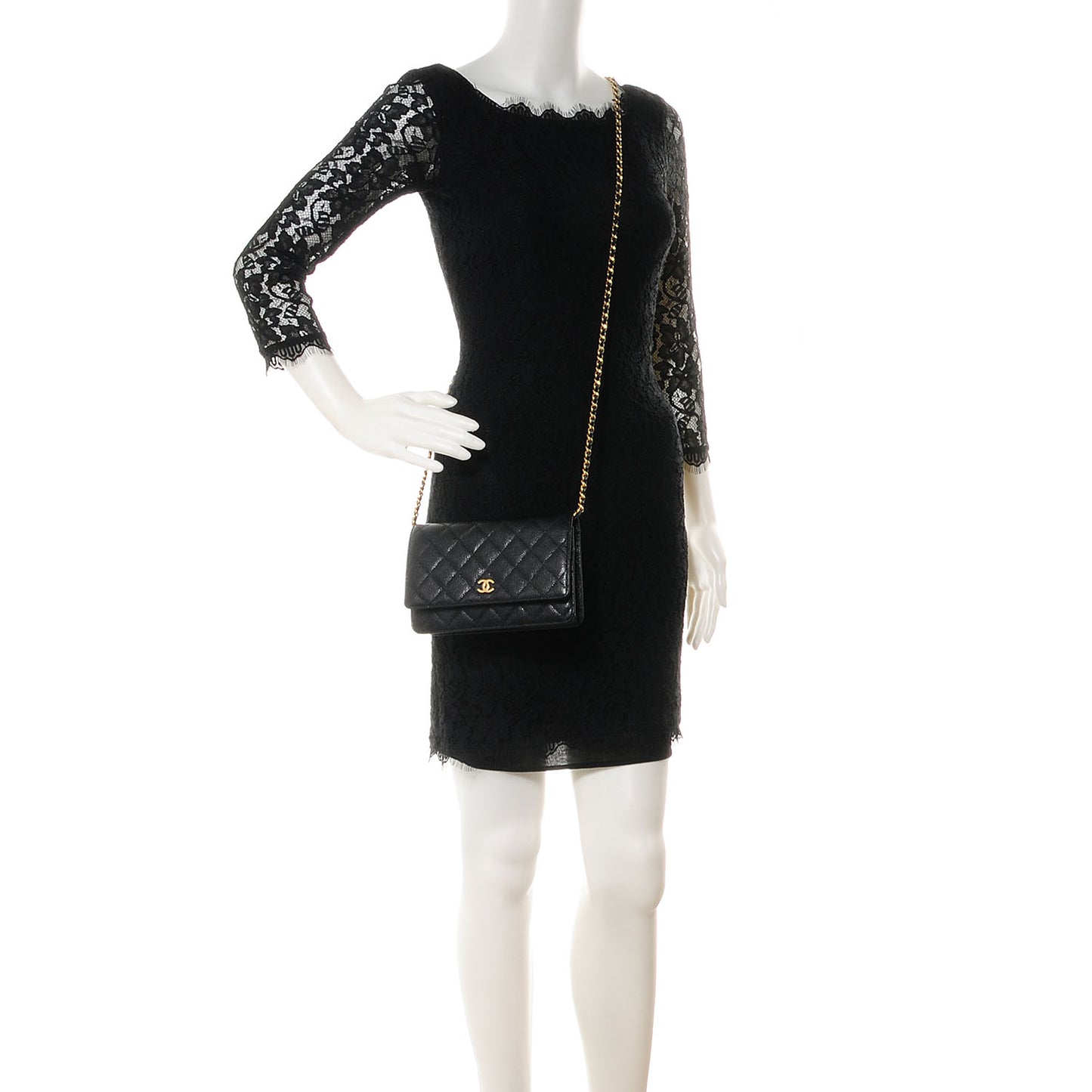 Caviar Quilted Wallet On Chain WOC Black