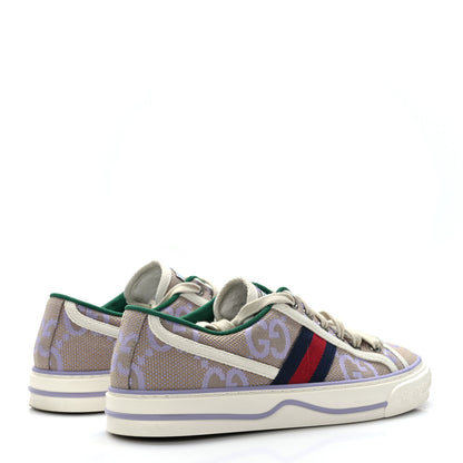 Gucci Monogram Jumbo GG Web Womens 1977 Tennis Sneakers 38 Beige Lapis Mystic White 4 of 7