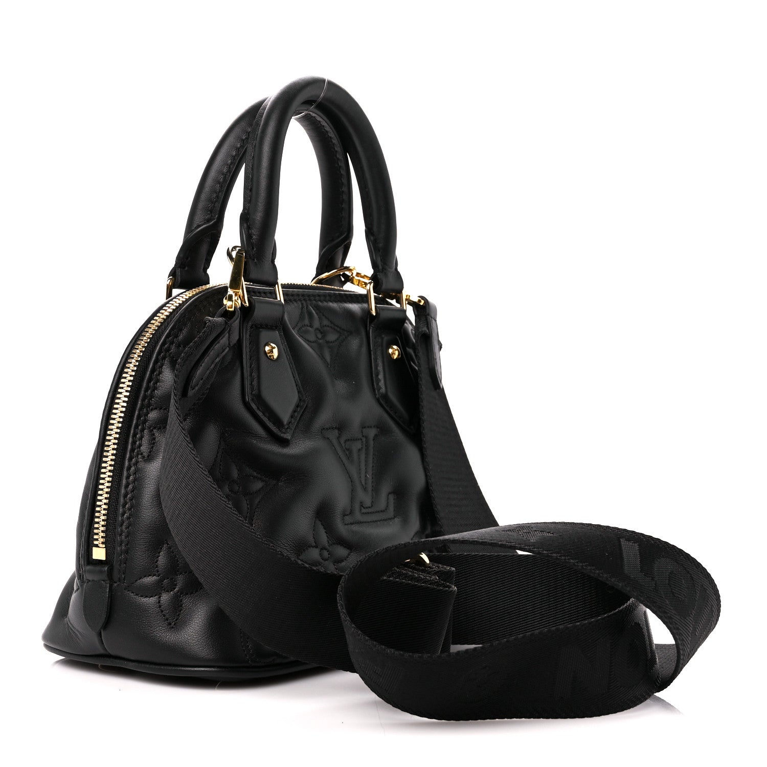 Louis Vuitton Calfskin Bubblegram Alma BB Black 3 of 9