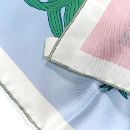 Hermes Silk Botanica Grafica Double Face Scarf 90 Rose Pale Sauge White 4 of 4