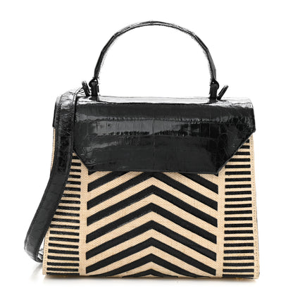 Nancy Gonzalez Crocodile Raffia Mini Lily Top Handle Bag Black 1 of 10