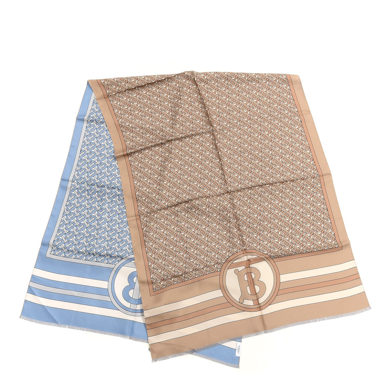 Burberry Silk Reversible Monogram Print Scarf Pale Blue 2 of 4