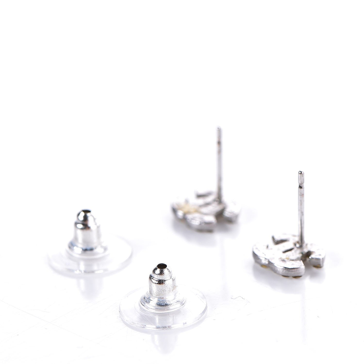Chanel Crystal CC Earrings Silver 3 of 4