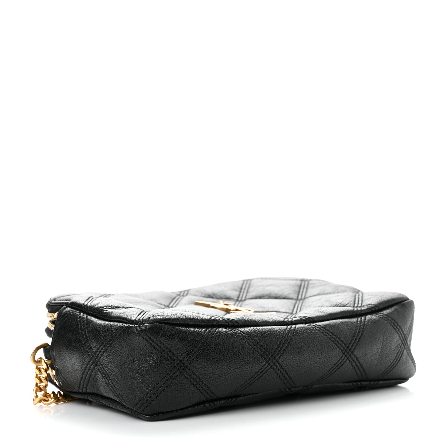 Grained Lambskin Quilted Mini Becky Double Zip Bag Black