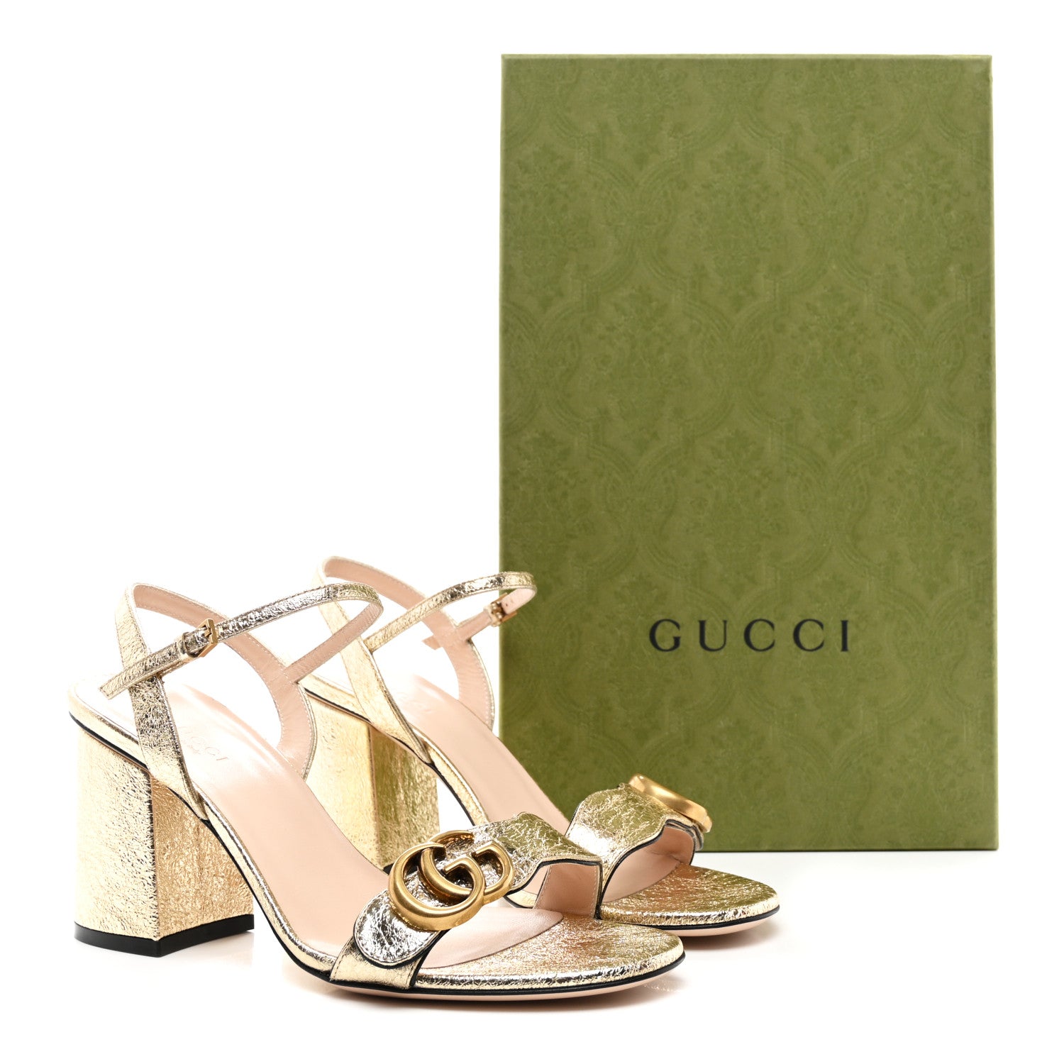 Gucci Galassia GG Marmont Ankle Wrap 75mm Sandals 37 Platino 9 of 9