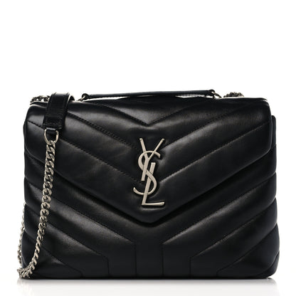 Saint Laurent Calfskin Y Quilted Monogram Small Loulou Chain Satchel Black 1 of 10