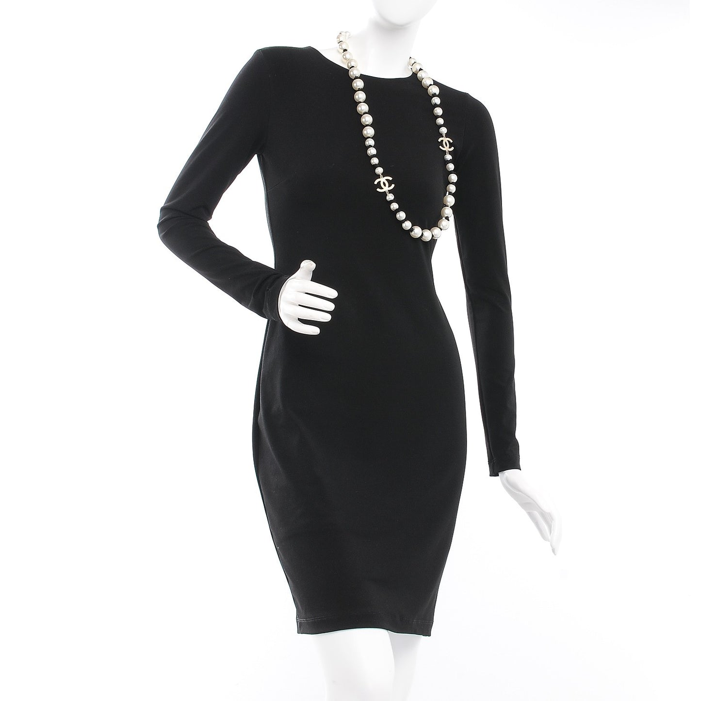 Graduated Pearl CC Long Necklace Gold