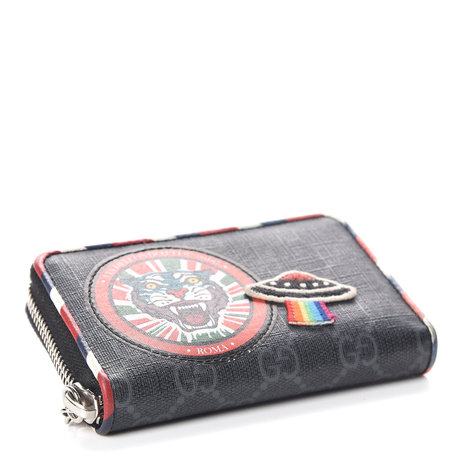 Gucci GG Supreme Monogram Night Courrier Embroidered Zip Around Card Case 4 of 11