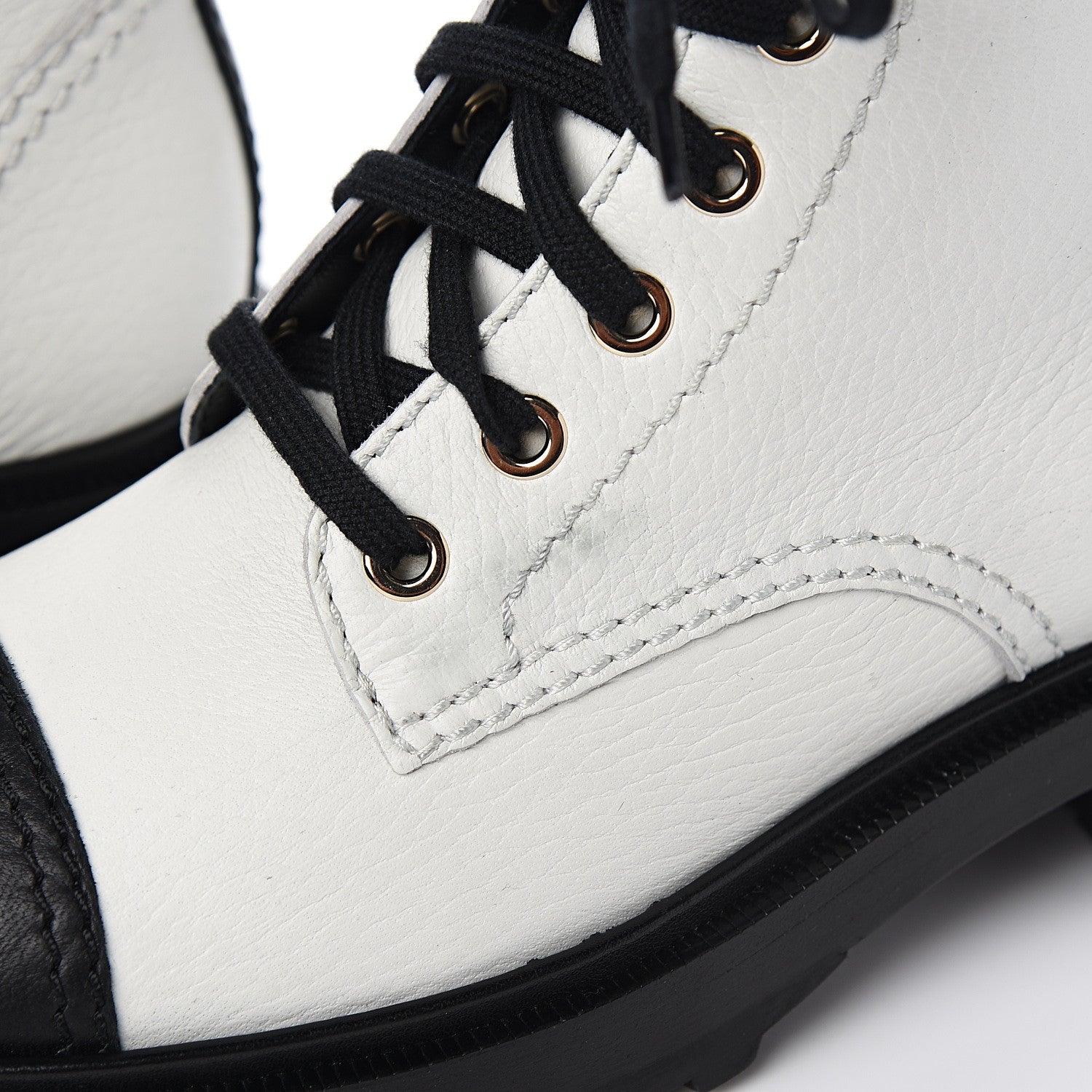 Chanel Lambskin Grained Calfskin CC Cap Toe Short Boots 37.5 White Black 9 of 10