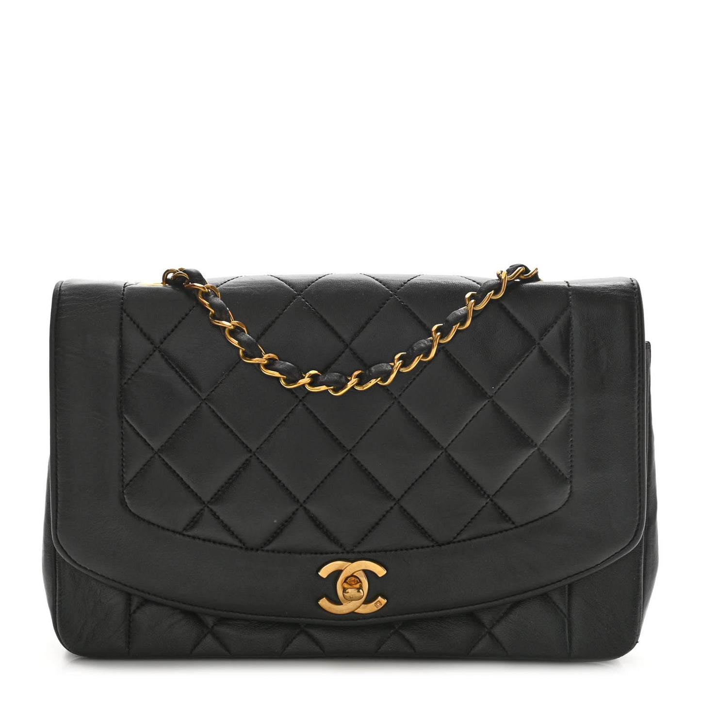 Lambskin Quilted Medium Single Flap Black