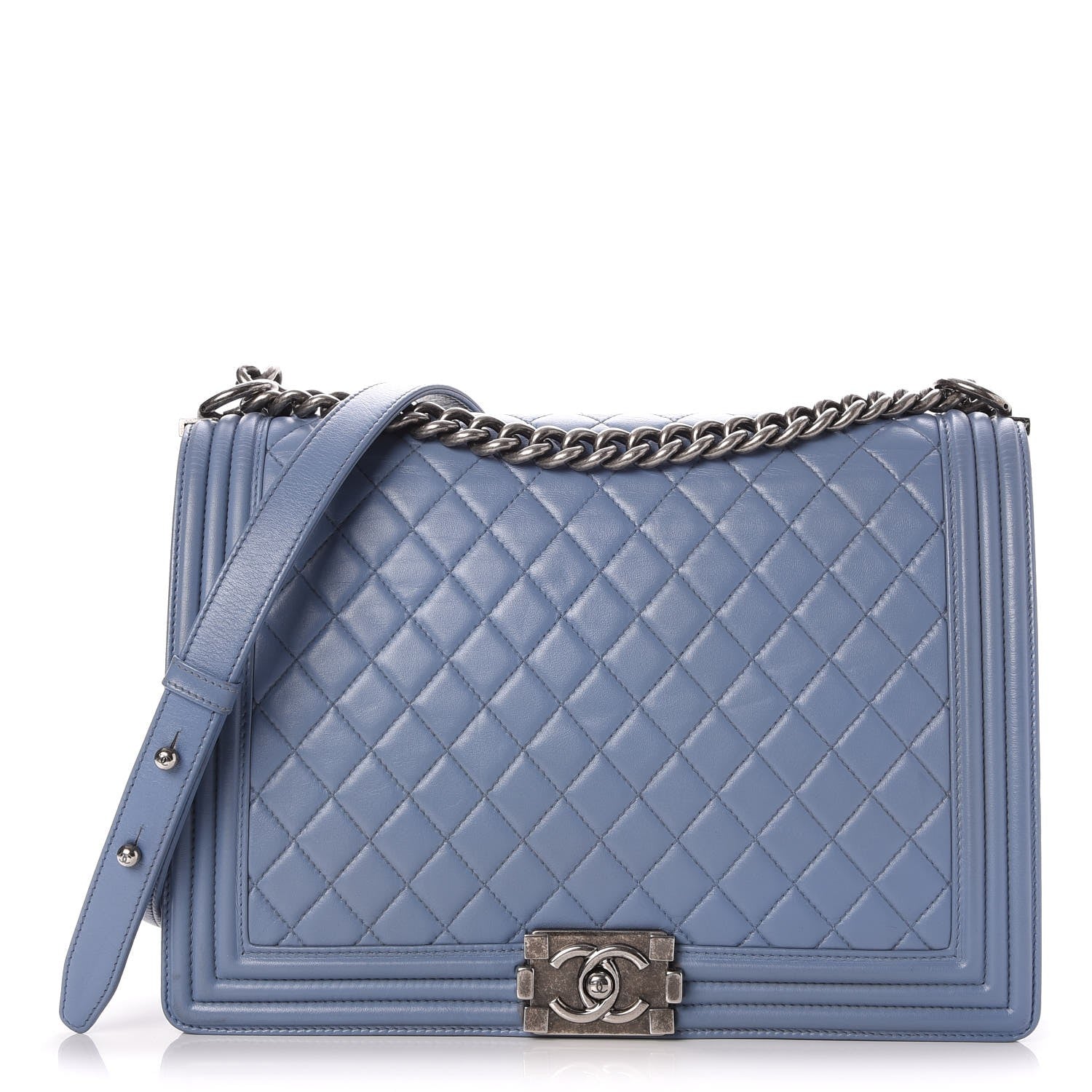 Chanel Lambskin Quilted Large Boy Flap Light Blue 1 of 9