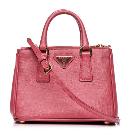 Prada Saffiano Lux Micro Galleria Double Zip Tote Peonia 1 of 8