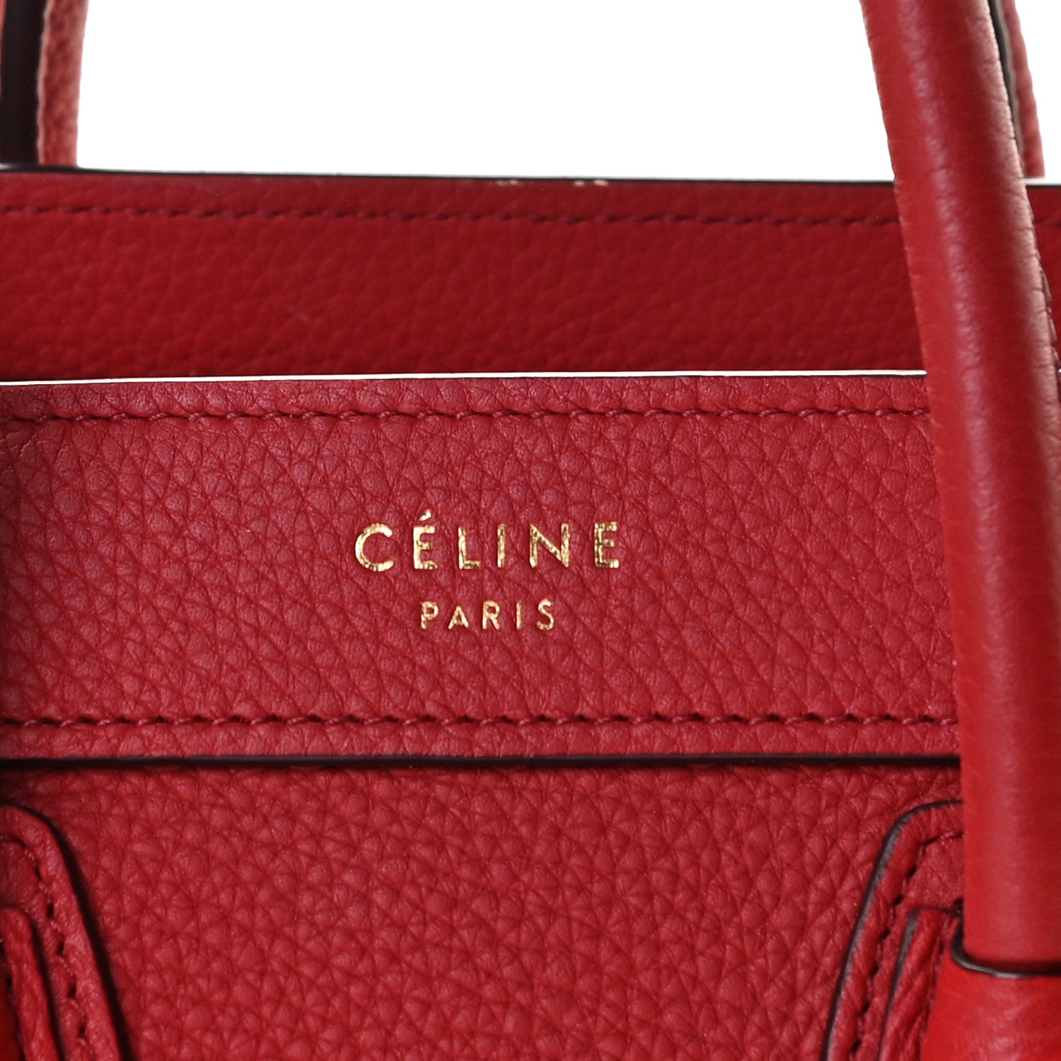 Celine Drummed Calfskin Nano Luggage Red 9 of 9