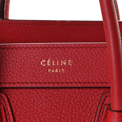 Celine Drummed Calfskin Nano Luggage Red 9 of 9