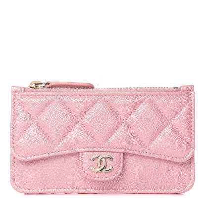 Chanel Iridescent Caviar Quilted Flap Zip Card Holder Pink 1 of 8