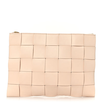 Bottega Veneta Nappa Maxi Intrecciato Medium Cassette Flat Zip Pouch Melon Washed 1 of 8