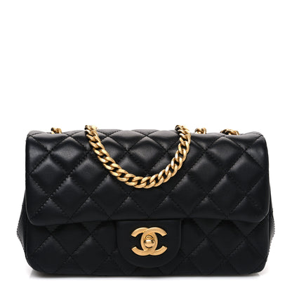 Chanel Lambskin Quilted Mini Rectangular Sweet Camellia Flap  Black 1 of 10