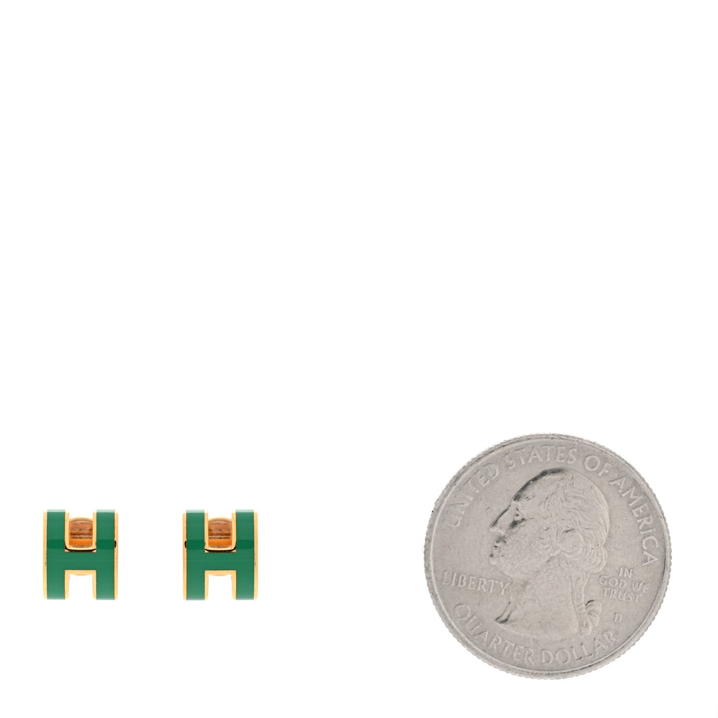 Gold Lacquered Mini Pop H Earrings Malachite