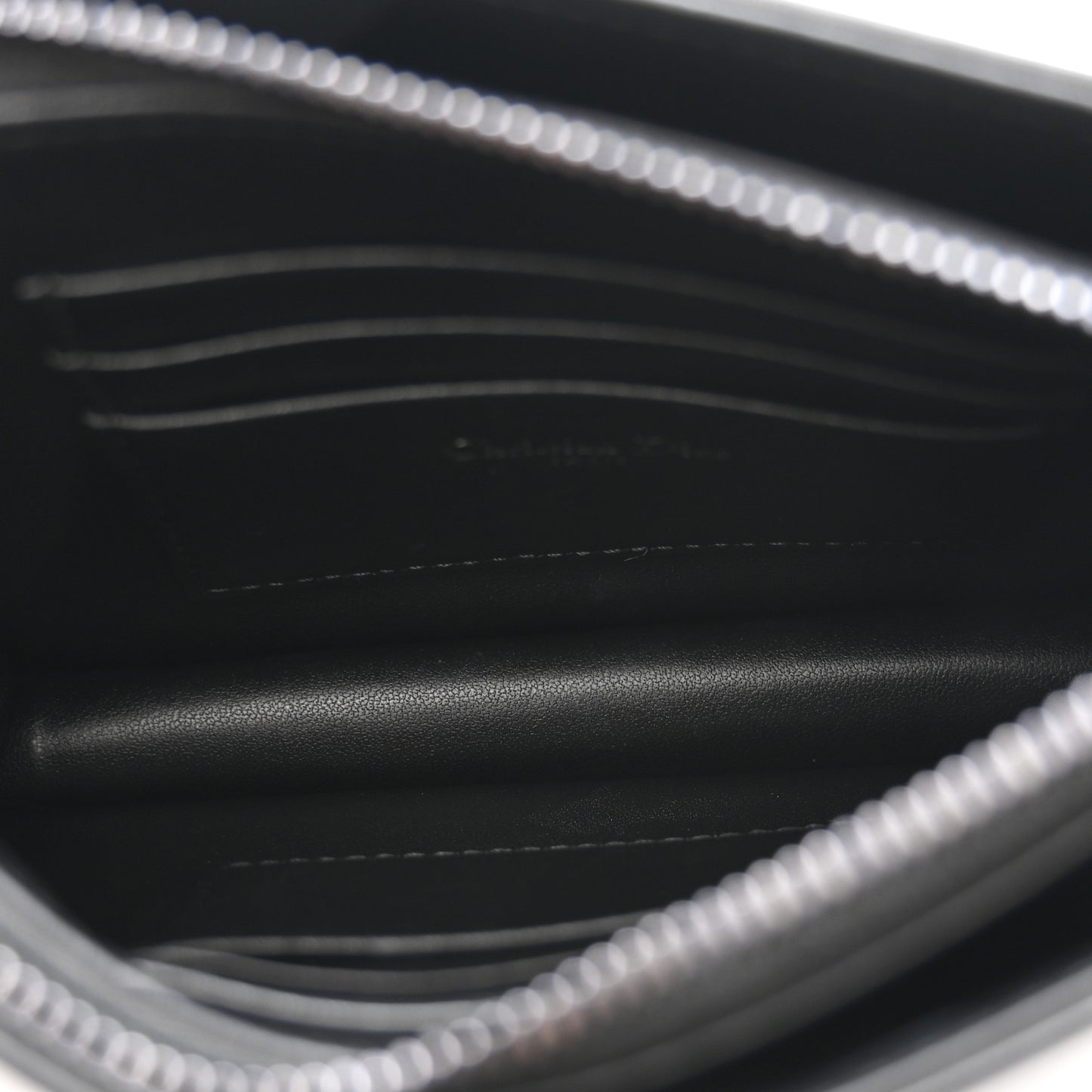Calfskin Macrocannage Diamond Caro Zipped Pouch With Chain Black